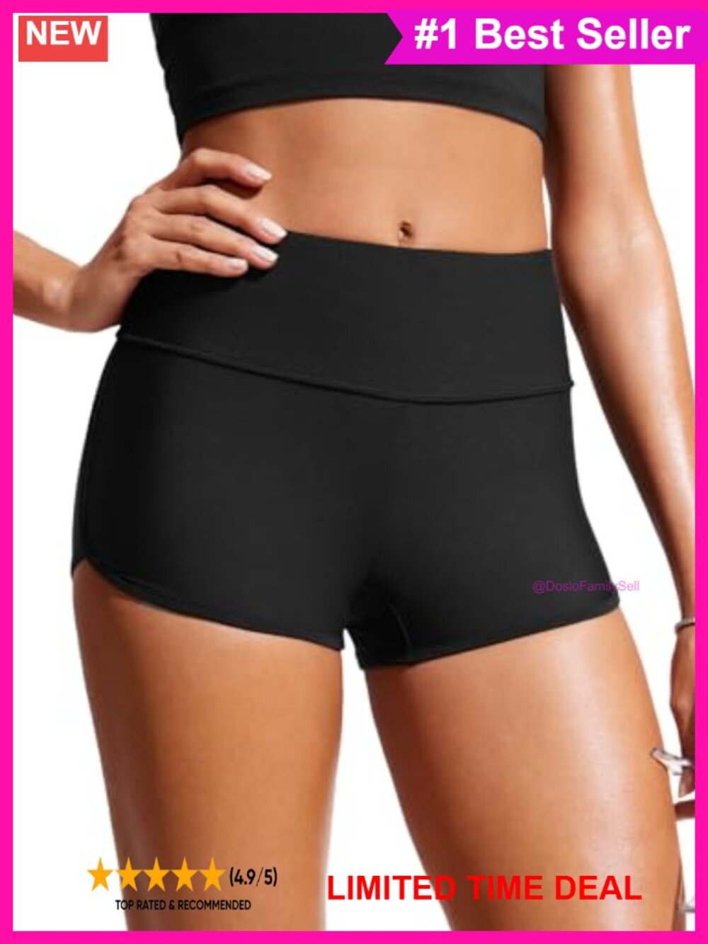CRZ YOGA Swim Board Shorts 2.5'' High Rise Side Slit Quick-Dry
